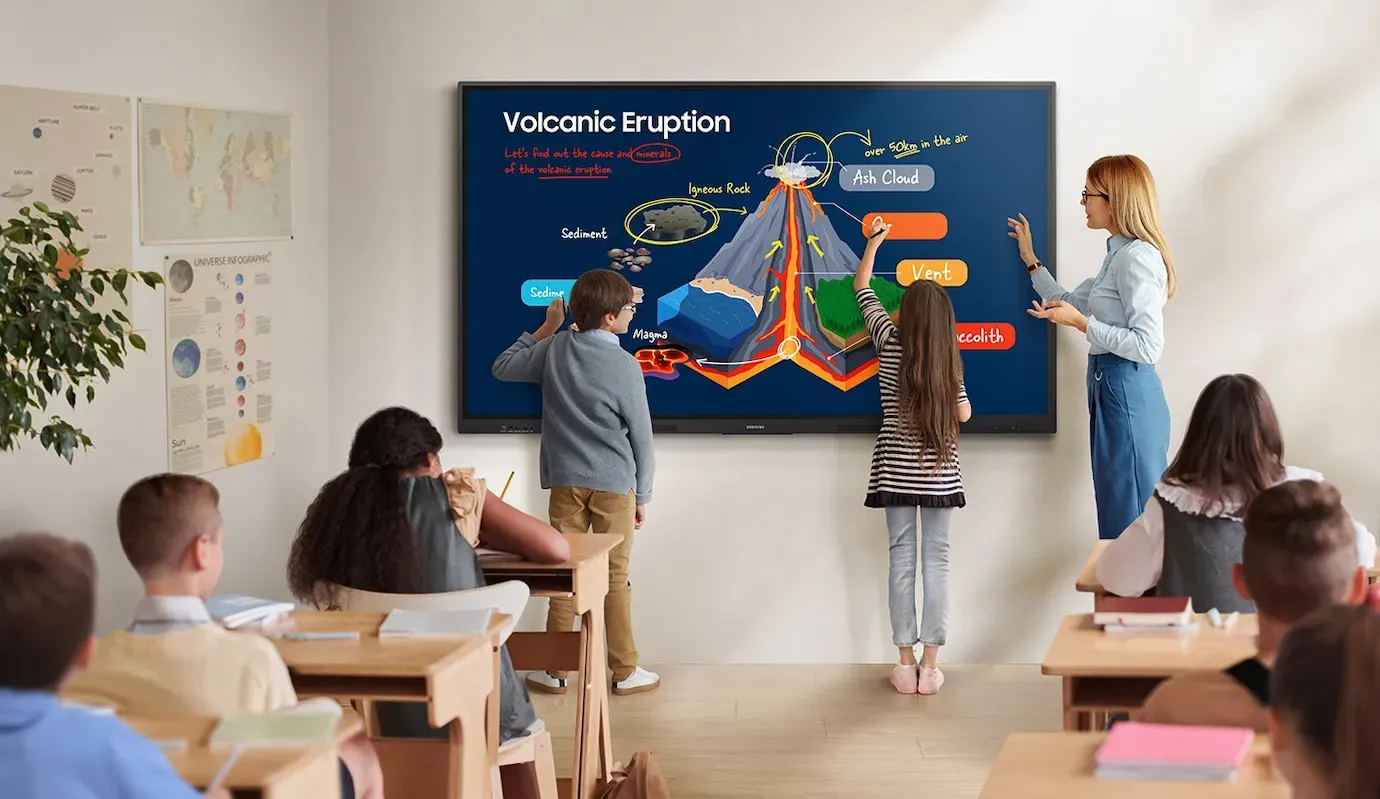 Samsung WA86F, Samsung 86 akıllı tahta, Samsung WAF serisi, EDLA akıllı tahta, 4K interaktif ekran, Samsung WA75F, akıllı sınıf ekranı, Google Classroom tahta, Android 14 akıllı tahta